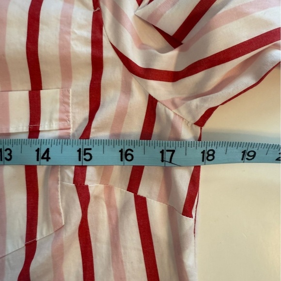 J Crew Lightweight Cotton Blend Button Front Long Sleeve Shirt Red White Stripes - Picture 11 of 11